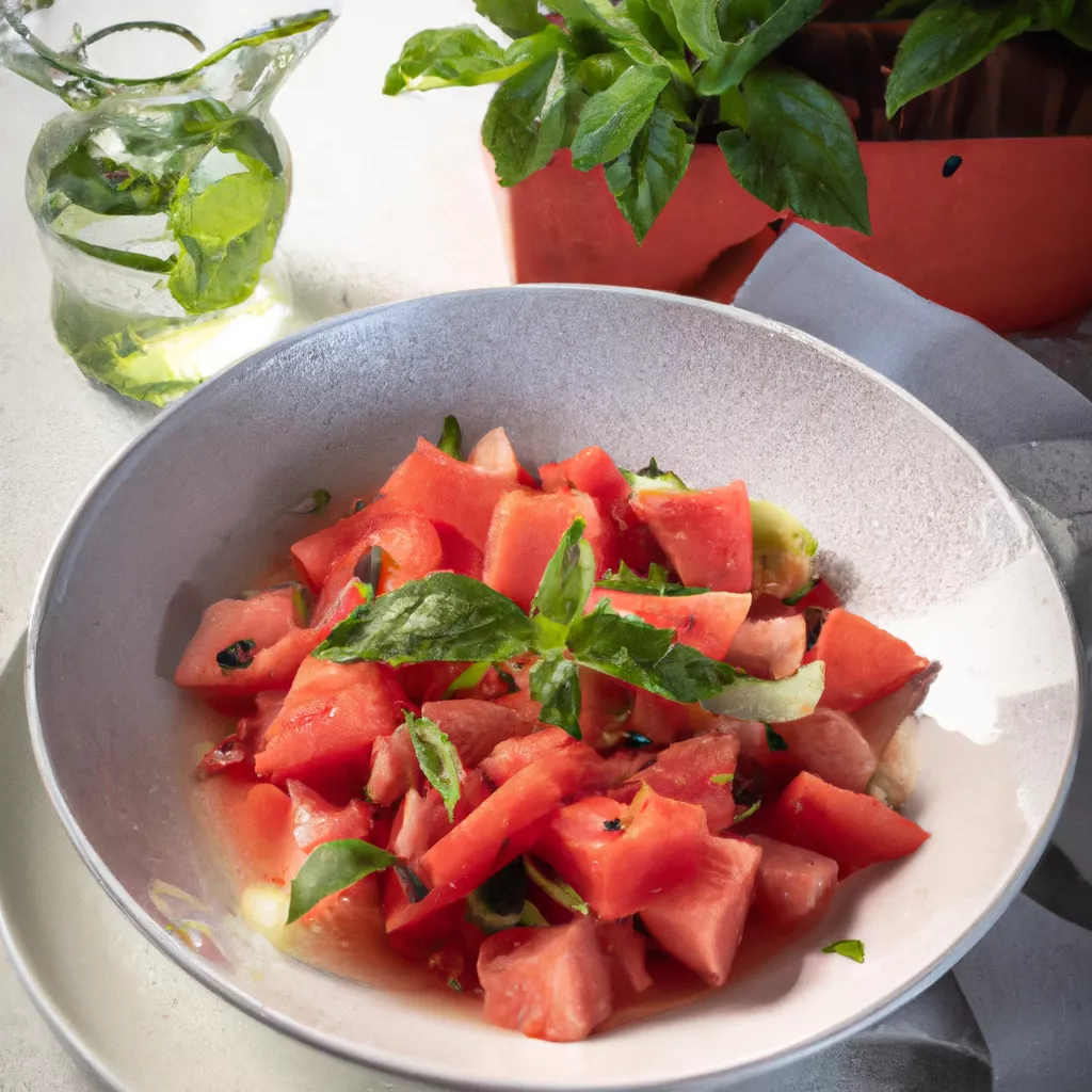 Wassermelonen-Salat mit Minze – vegan