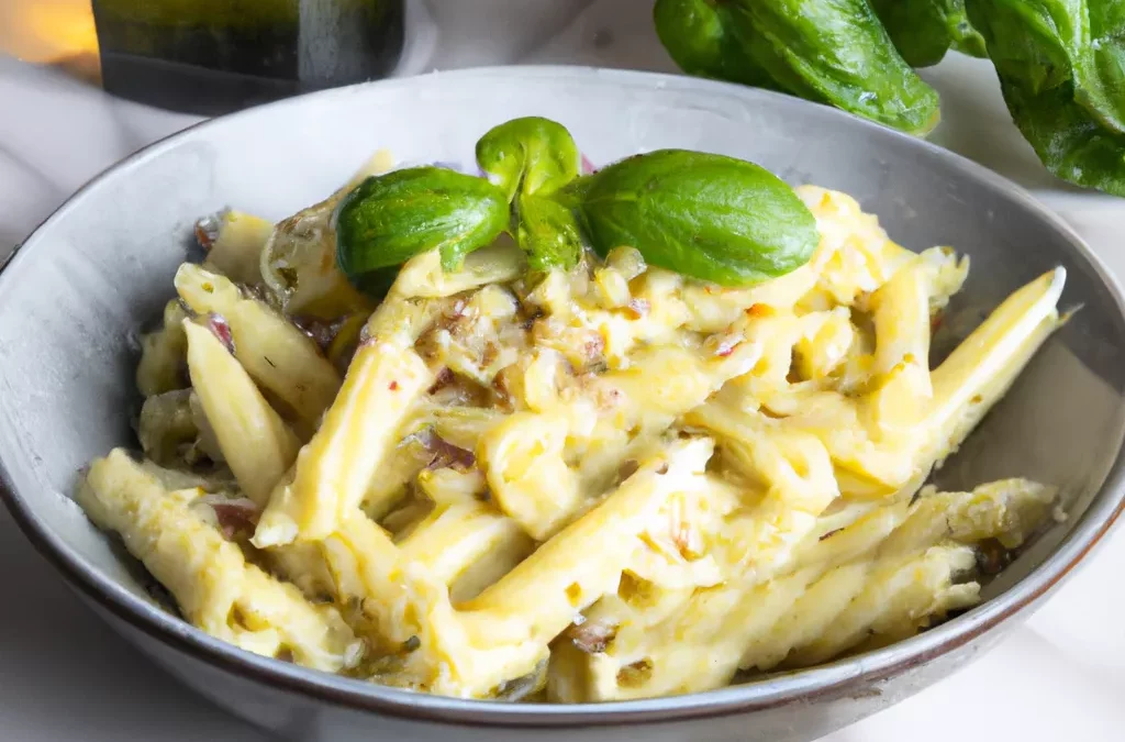 Zitronen-Basilikum-Pasta mit Pinienkernen – vegan