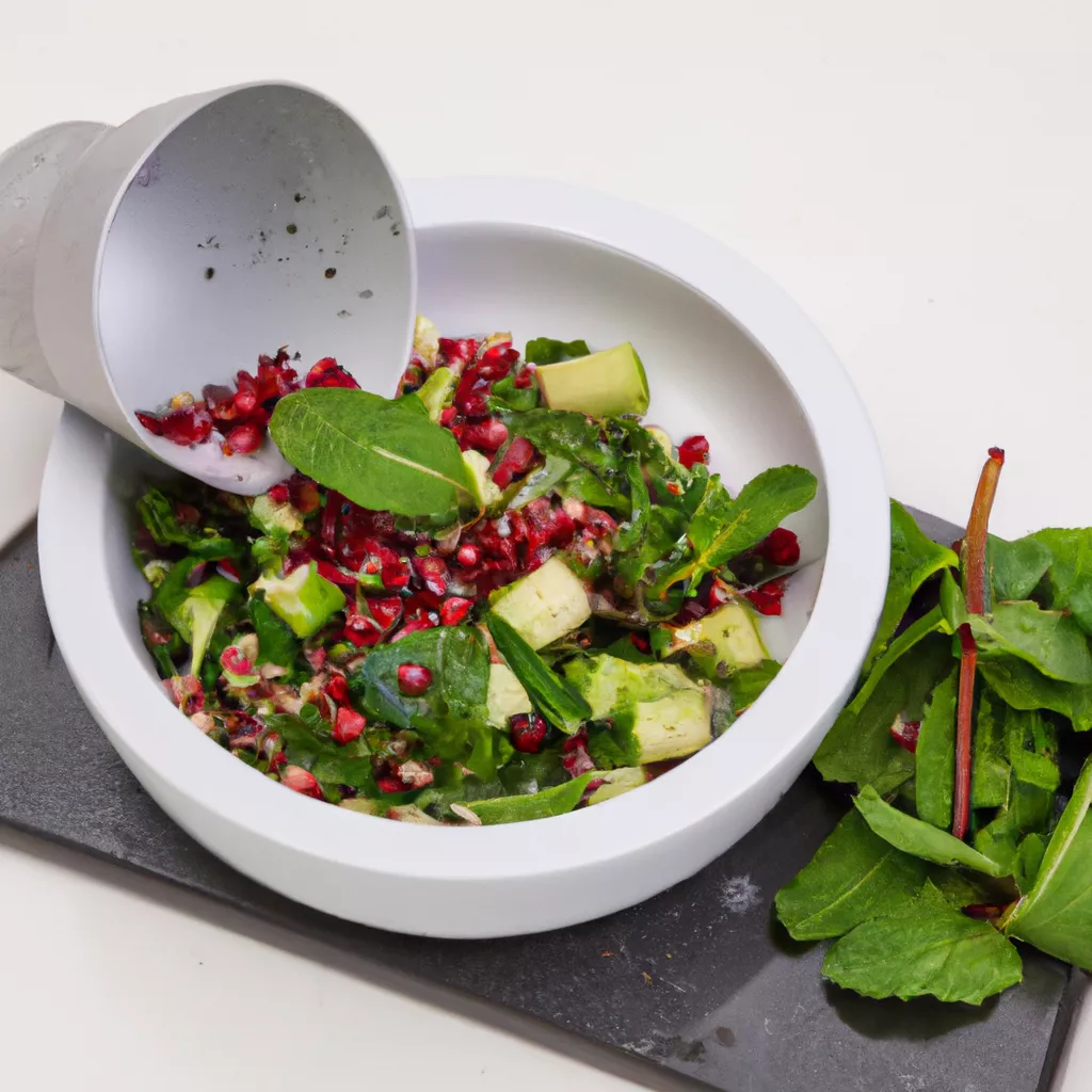 Tabbouleh-Salat mit Minze und Granatapfel
 – vegan