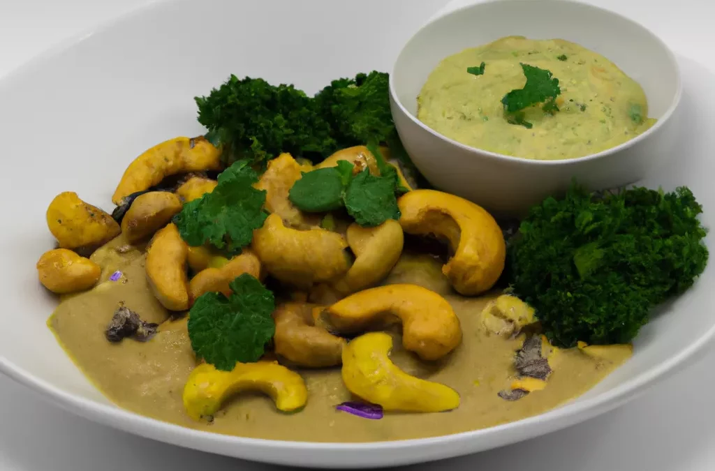 Veganes Cashew-Curry mit Brokkoli und Pilzen