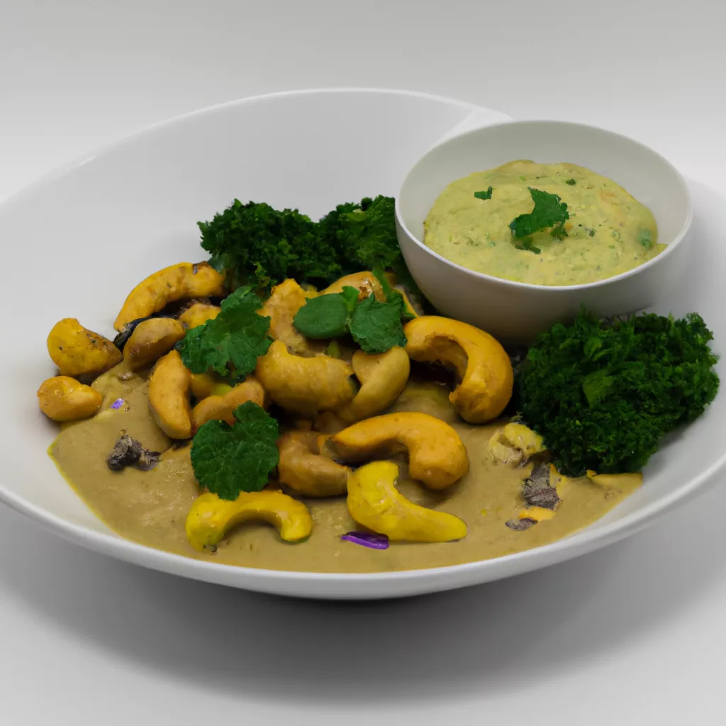 Veganes Cashew-Curry mit Brokkoli und Pilzen